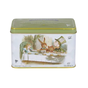 This Alice In Wonderland Classic tin contains 40 English Afternoon tea bags and features a whimsical tea party illustration, inspired by the iconic characters. Perfect for any fanciful gathering.
