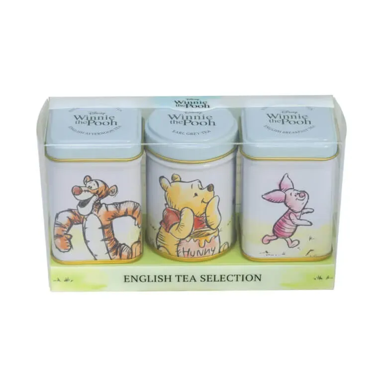 The Winnie The Pooh - Triple Mini Tin Gift Pack features charming designs of Tigger, Winnie the Pooh, and Piglet, labeled