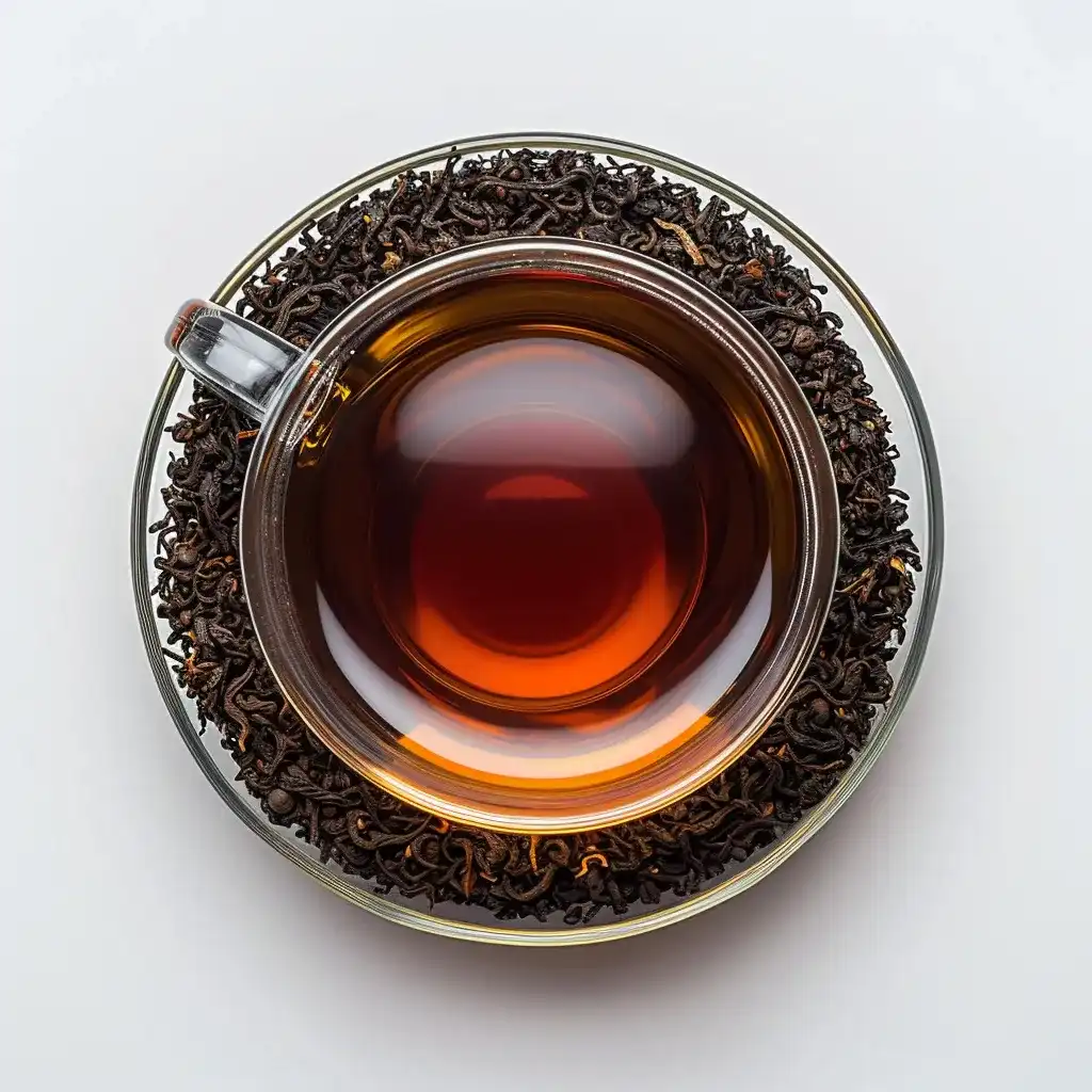 a glass cup filled with black tea