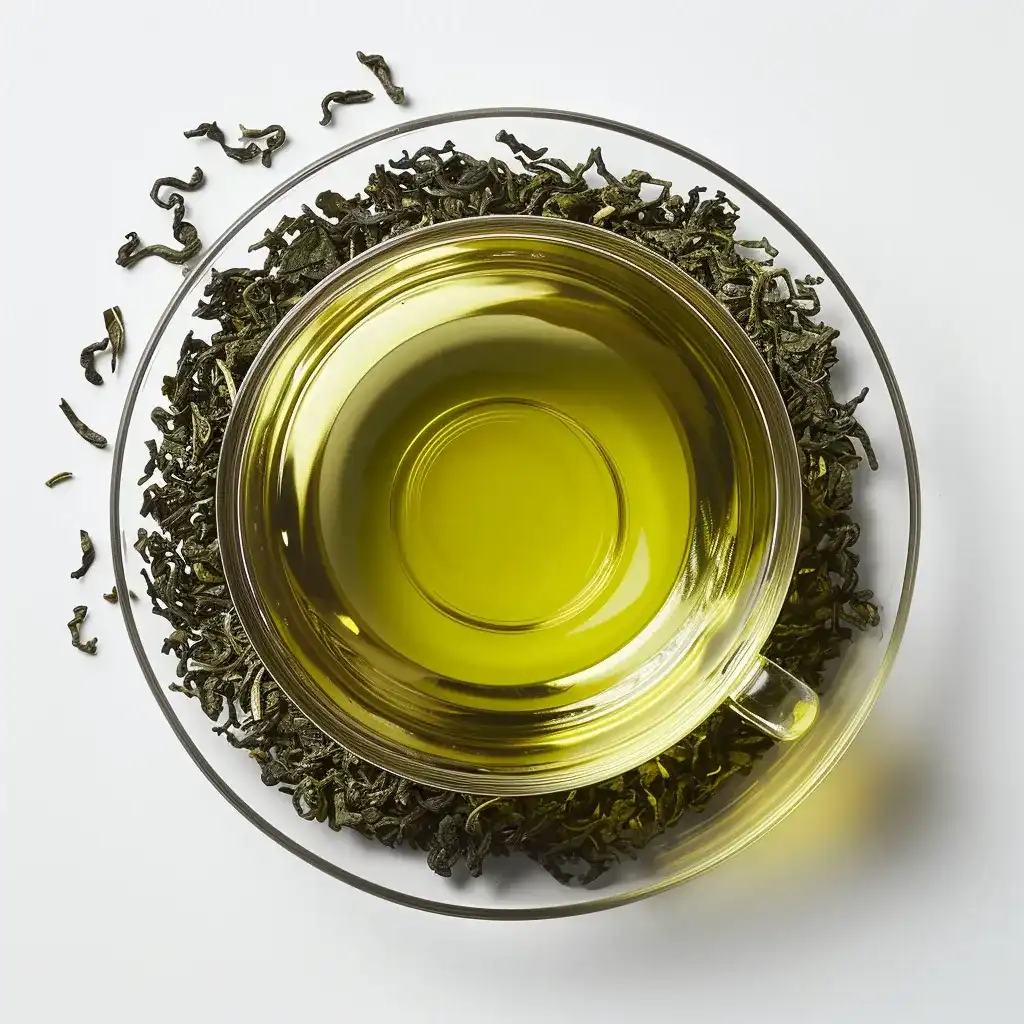 a glass cup filled with green tea