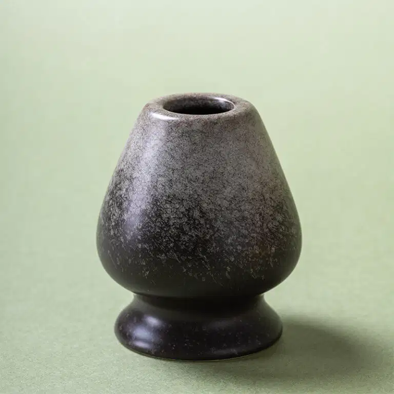 Ceramic chasen holder in kebo matte glaze for bamboo matcha whisk, stoneware, hand-finished.