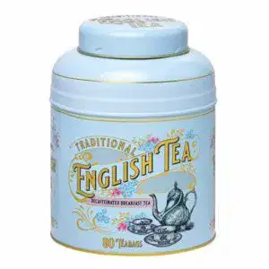 The Vintage Victorian Powder Blue tin, labeled 